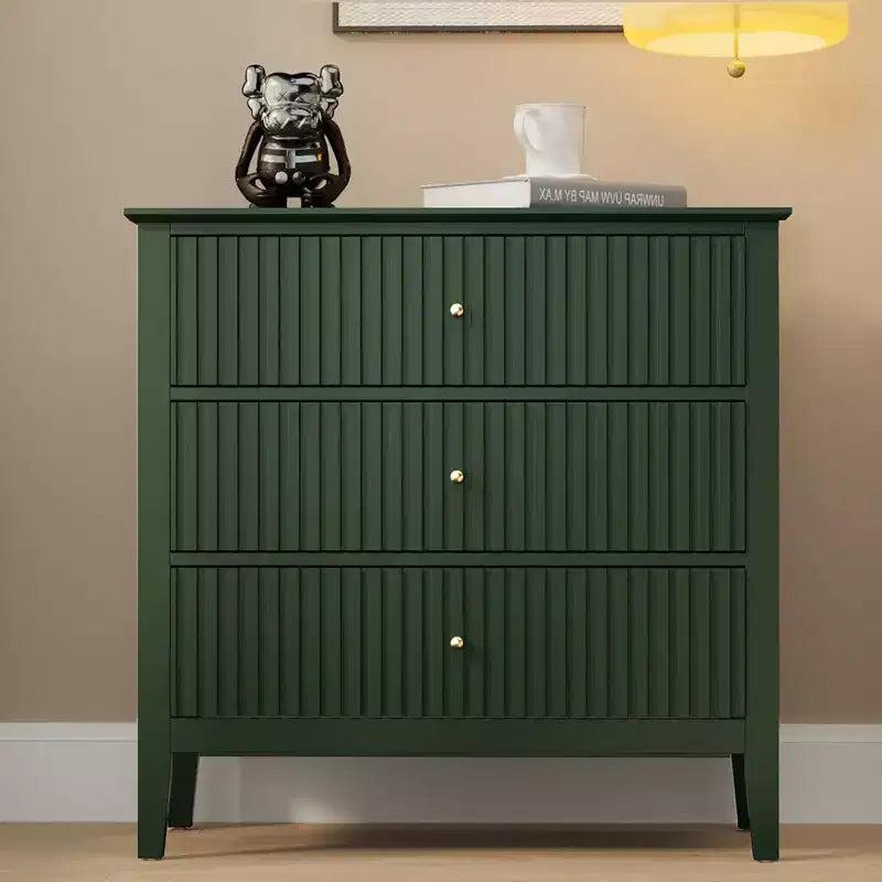 RoyalCraft Fluted Dresser 3 Drawer Bedroom Storage Cabinet and Nightstand, Green