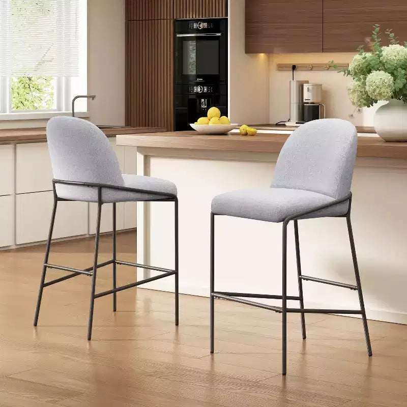 Christopher Knight Home Annas Contemporary Metal Upholstered Barstools (Set of 2)