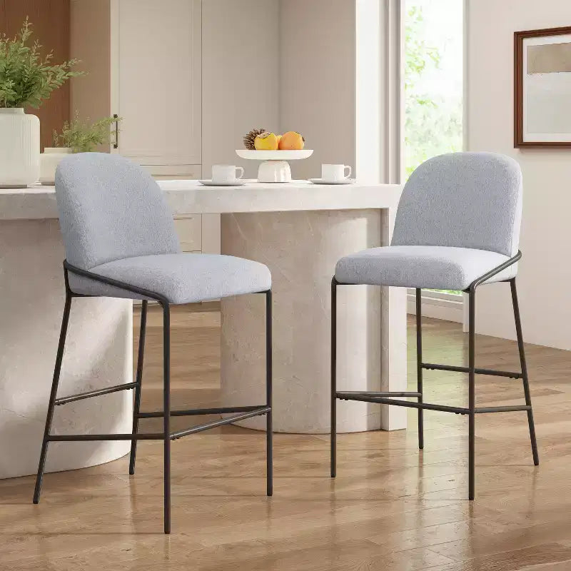 Christopher Knight Home Annas Contemporary Metal Upholstered Barstools (Set of 2)