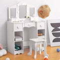 Acekool Princess Vanity Set - Tri-Fold Mirror & Stool for Pretend Play