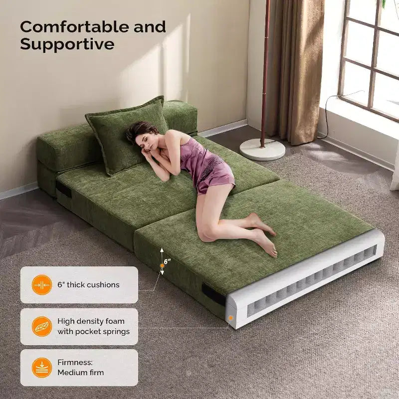 VINGLI Canapé-lit futon Canapé convertible Fauteuil-lit Canapé de sol Lit simple Petit canapé Matelas pliant Canapés