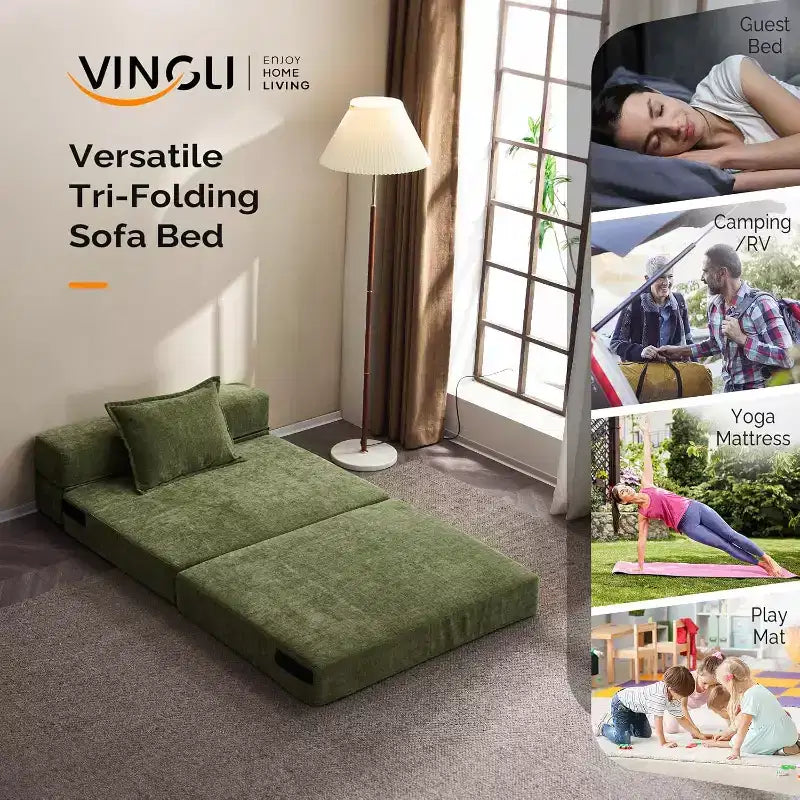 VINGLI Canapé-lit futon Canapé convertible Fauteuil-lit Canapé de sol Lit simple Petit canapé Matelas pliant Canapés