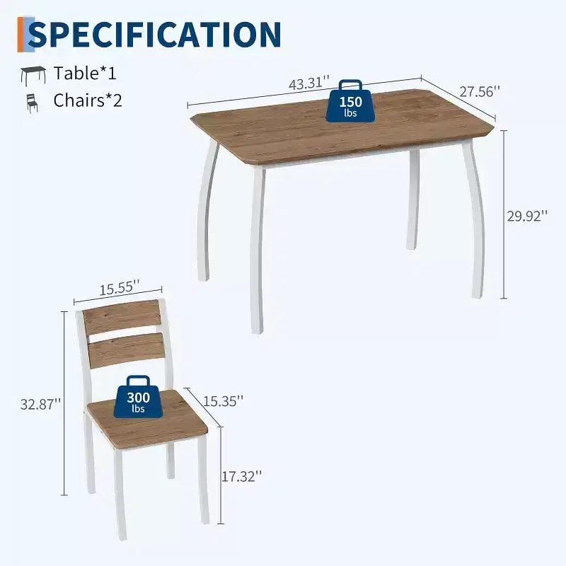 CuisinSmart Dining Table Set for 4, 5 Piece Metal Frame Kitchen Table and Chair Set with Chamfer Design, Space-Saving Dining Room Furniture