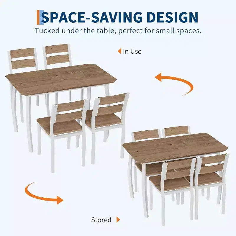 CuisinSmart Dining Table Set for 4, 5 Piece Metal Frame Kitchen Table and Chair Set with Chamfer Design, Space-Saving Dining Room Furniture