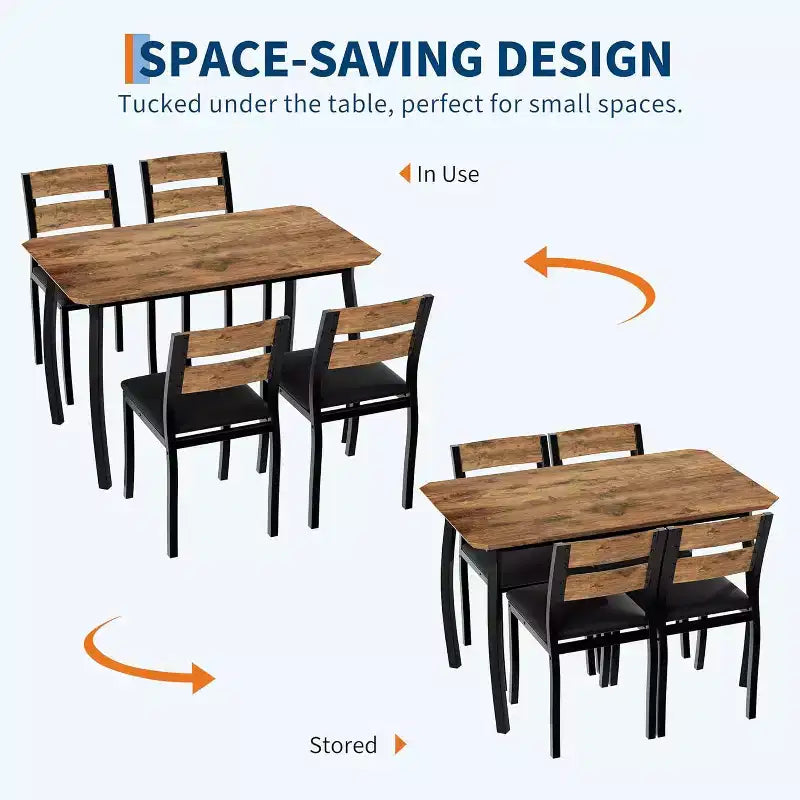 CuisinSmart Dining Table Set for 4, 5 Piece Metal Frame Kitchen Table and Chair Set with Chamfer Design, Space-Saving Dining Room Furniture