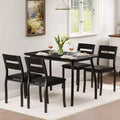 CuisinSmart Dining Table Set for 4, 5 Piece Metal Frame Kitchen Table and Chair Set with Chamfer Design, Space-Saving Dining Room Furniture
