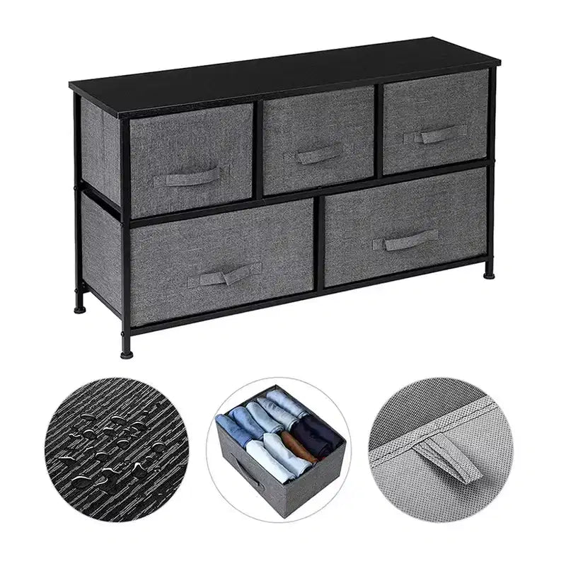 MDF 5-Drawer Dresser 2-Layer Storage Rack Household Organizer Furniture