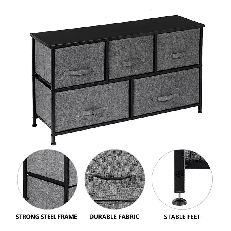 MDF 5-Drawer Dresser 2-Layer Storage Rack Household Organizer Furniture