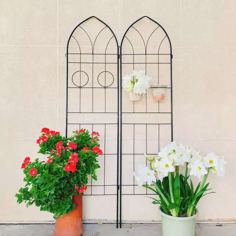 MAYEERTY 4 Pack 78.7 x 19.7 Black Rustproof Metal Garden Trellis for Climbing Plants