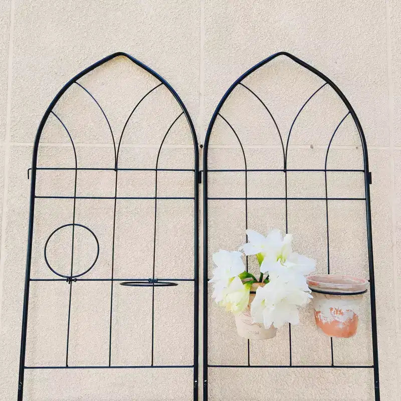 MAYEERTY 4 Pack 78.7 x 19.7 Black Rustproof Metal Garden Trellis for Climbing Plants