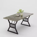 Dining Table 4-6 Person 70.8 Inch, Farmhouse Kitchen Table with Heavy Duty Metal Legs, Wooden Long Dining Room for Kitchen, Living Room