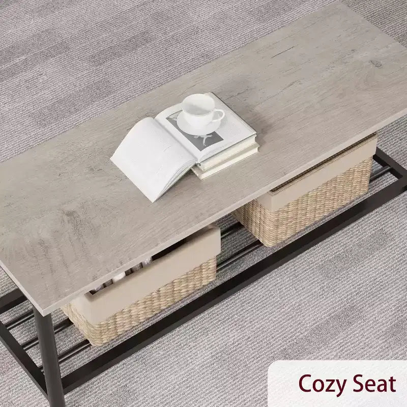 Ensemble de salle à manger CuisinSmart pour 4 avec banc et 2 chaises, table de cuisine rectangulaire avec casier à vin et bancs de rangement
