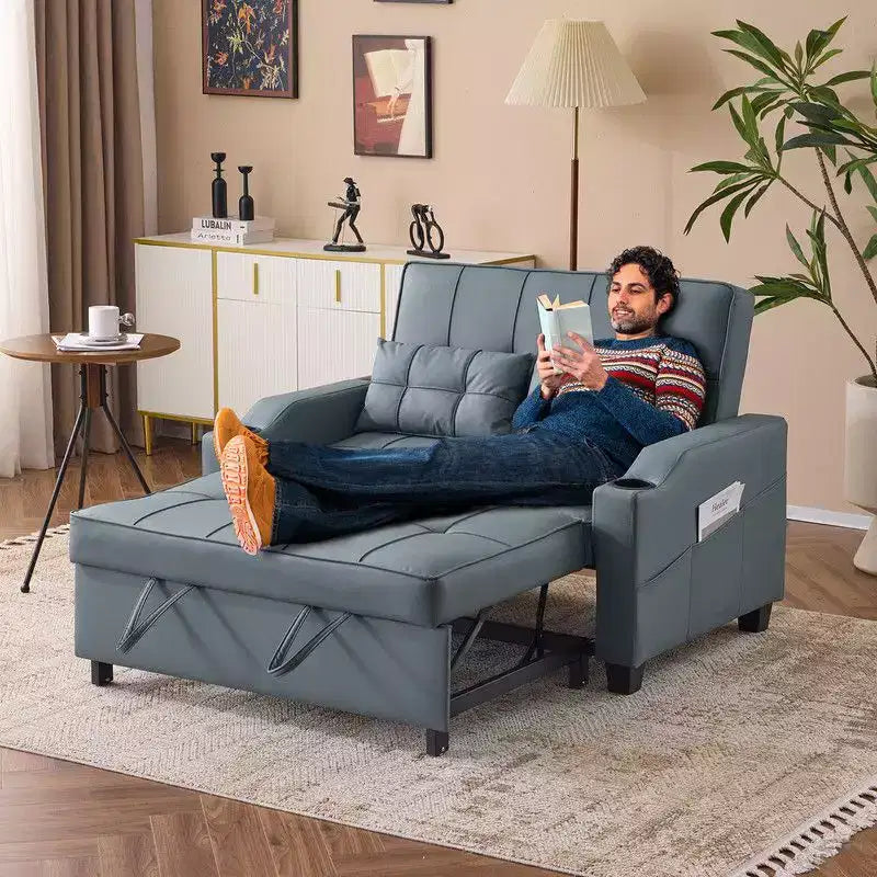 Karl Home |Tufted Upholstered Cat's ClaWide Leather Sleeper Sofa Bed