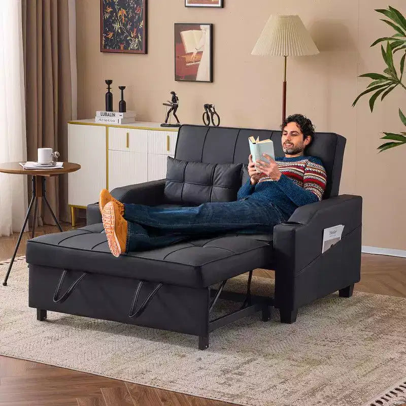Karl Home |Tufted Upholstered Cat's ClaWide Leather Sleeper Sofa Bed