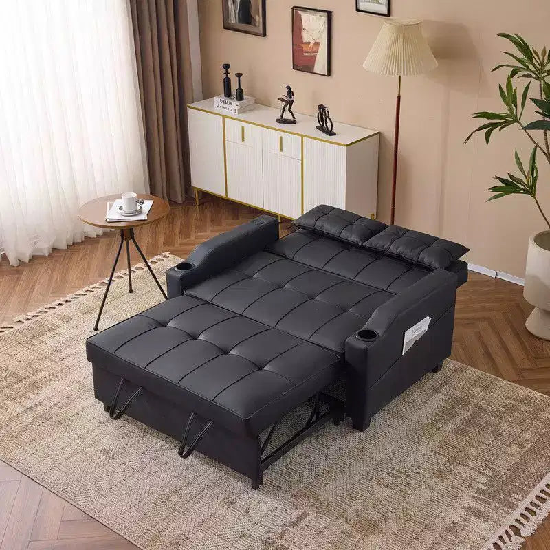 Karl Home |Tufted Upholstered Cat's ClaWide Leather Sleeper Sofa Bed