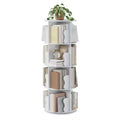 4 Tier Rotating Bookshelf Tower for Small Spaces, Revolving 360 Bookcase Storage Rack Tower, Vertical Rotate Turning Spiral Wood BookShelf Organizer