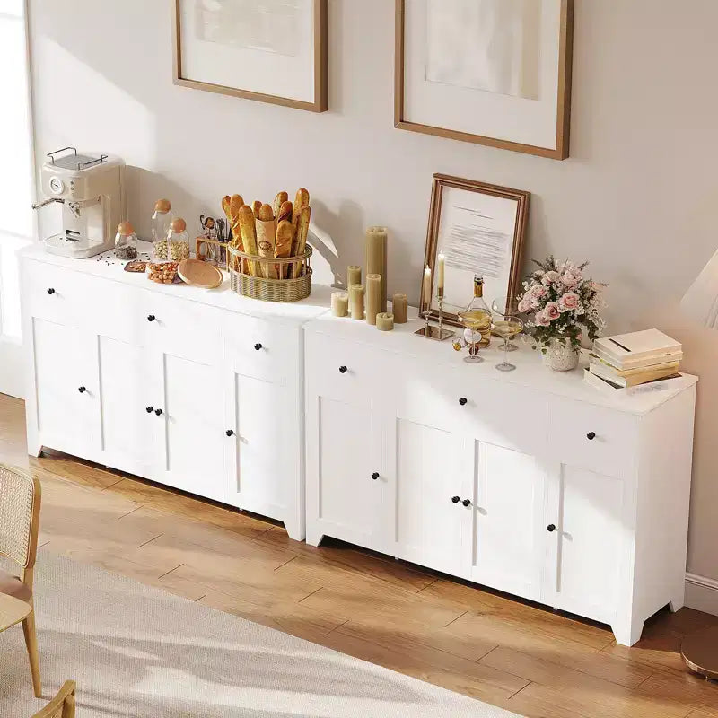 1 Particle Board 15Mm E1 4 Door 3 Drawer Sideboard Dining Cabinet with 4 Door Storage