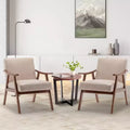 MAYEERTY Mid Century Wingback Accent Chair Solid Wood Frame Thick Backrest Lounge Chair for Living Room
