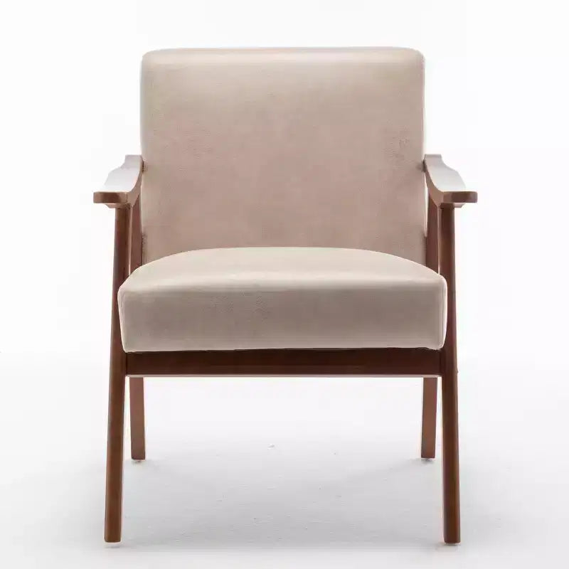 MAYEERTY Mid Century Wingback Accent Chair Solid Wood Frame Thick Backrest Lounge Chair for Living Room