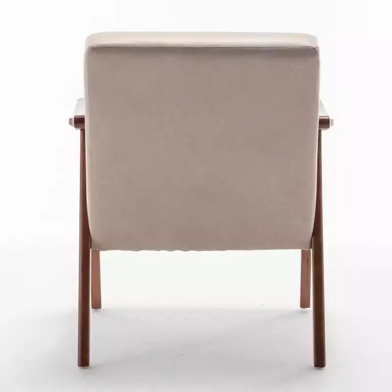 MAYEERTY Mid Century Wingback Accent Chair Solid Wood Frame Thick Backrest Lounge Chair for Living Room