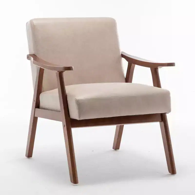 MAYEERTY Mid Century Wingback Accent Chair Solid Wood Frame Thick Backrest Lounge Chair for Living Room