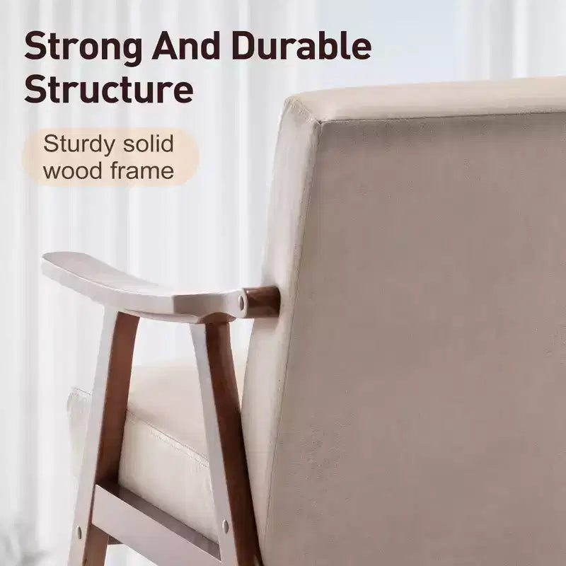 MAYEERTY Mid Century Wingback Accent Chair Solid Wood Frame Thick Backrest Lounge Chair for Living Room