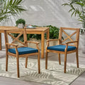 MAYEERTY Set of 2 Outdoor Dining Chairs With 2 Blue Cushions for Backyard Poolside Garden