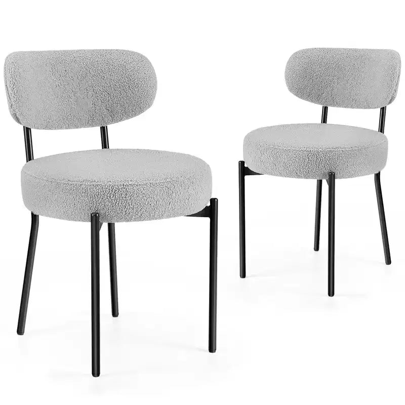 MAYEERTY Comfort Upholstered Dining Chair White Seat Cushion Black Steel Frame Backrest for Dining Room Bedroom
