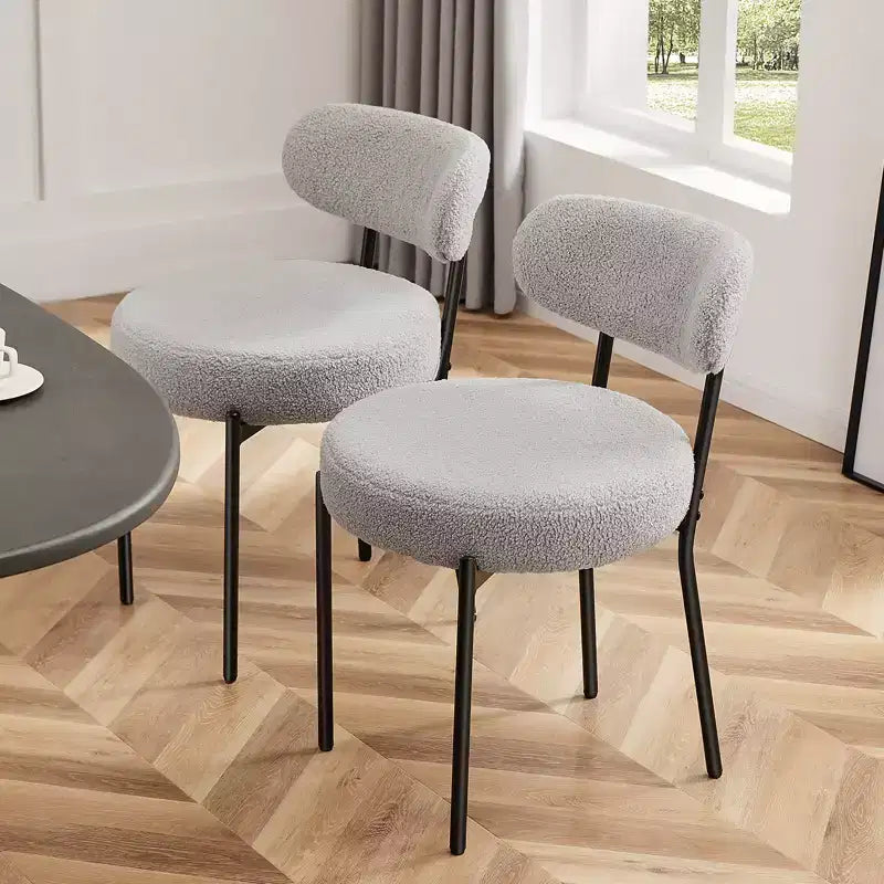 MAYEERTY Comfort Upholstered Dining Chair White Seat Cushion Black Steel Frame Backrest for Dining Room Bedroom