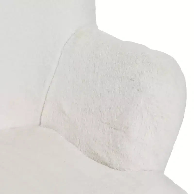 Napster Fuzzy Plush Upholstery Wingback Arm Chair with Solid Wood Legs