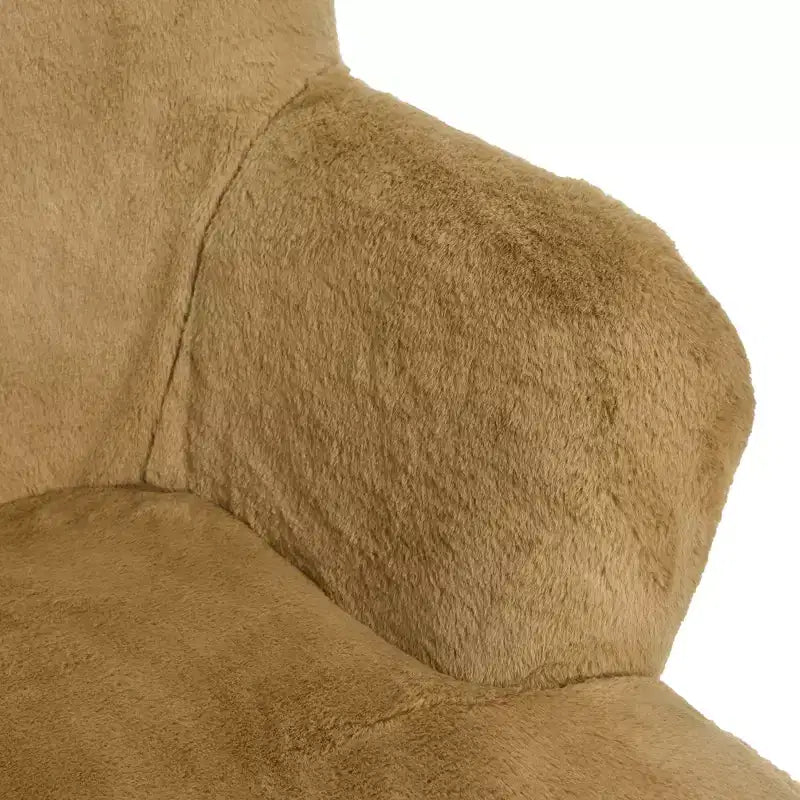 Napster Fuzzy Plush Upholstery Wingback Arm Chair with Solid Wood Legs
