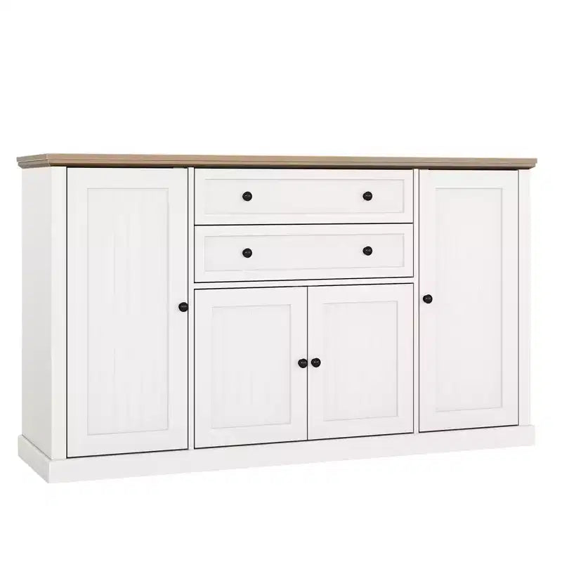 58 Inch Sideboard Buffet Cabinet - Large Wood Rustic Farmhouse Coffee Bar Cupboard with Storage Drawers for Dining Room Kitchen Living Room