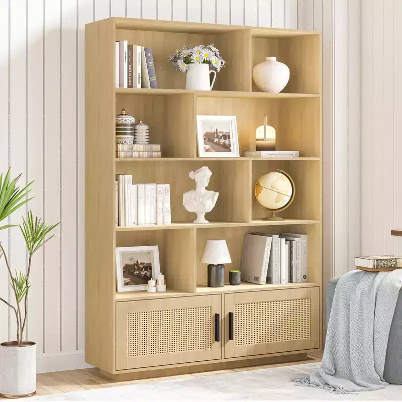 5-Tier Floor Standing Bookcase with Doors, Bookshelves Storage Shelves, Book Shelf,Tall Bookcase for Home Office, Living Room, Bedroom, Study, Office