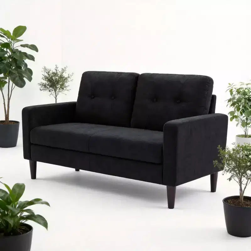 MAYEERTY 50.79 Loveseat Couch Sofa, Linen Blend 2-Seat Small Space Sofa with Removable Back Cushions & Solid Wood Legs