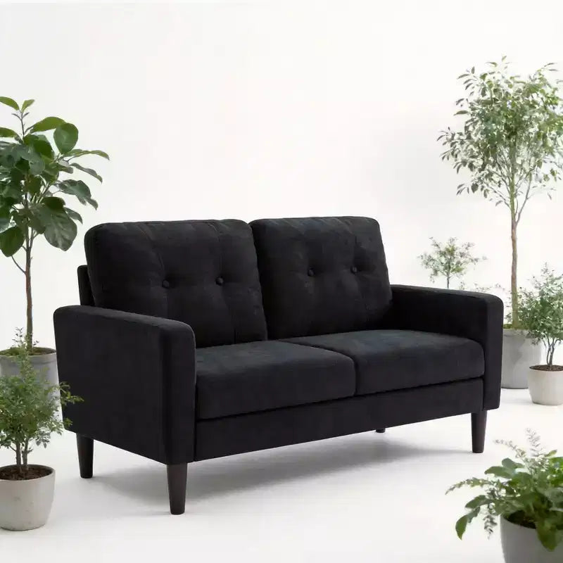 MAYEERTY 50.79 Loveseat Couch Sofa, Linen Blend 2-Seat Small Space Sofa with Removable Back Cushions & Solid Wood Legs