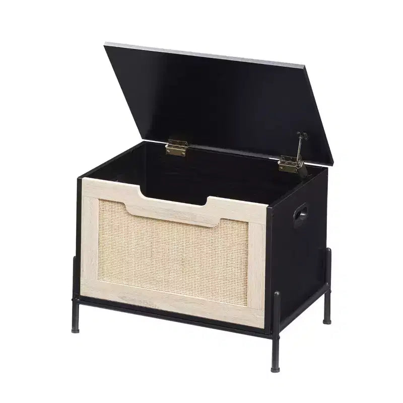 GustoWave Storage Ottoman Footrest, Square Rattan Foot Rest Stool, Small Folding Storage Ottoman Cube, for Living Room, Bedroom