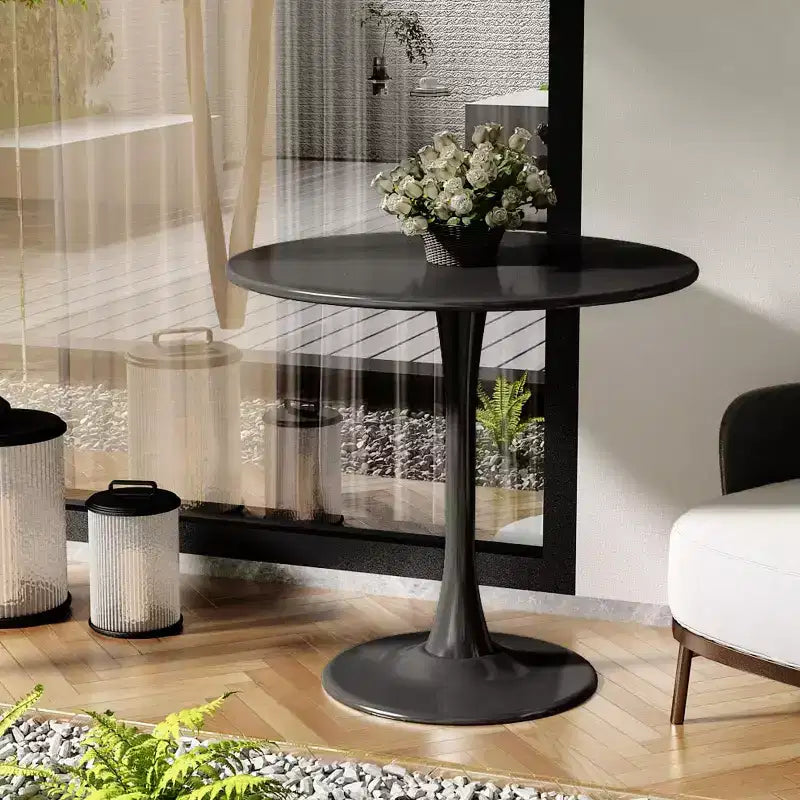 MAYEERTY Round Coffee Table Mid Century Coffee Table for Living Room 24 Inch MDF Top and Steel Base Tulip Round Kitchen Table