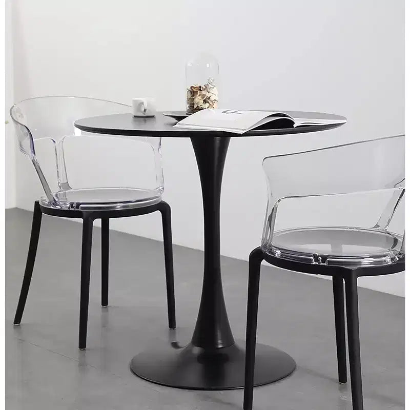 MAYEERTY Round Coffee Table Mid Century Coffee Table for Living Room 24 Inch MDF Top and Steel Base Tulip Round Kitchen Table
