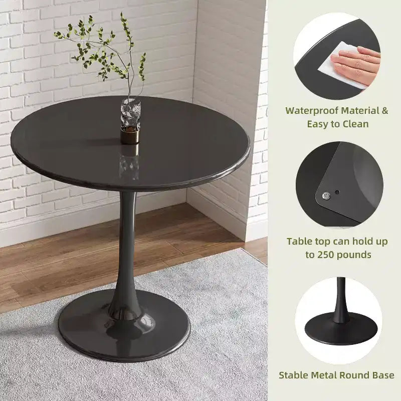 MAYEERTY Round Coffee Table Mid Century Coffee Table for Living Room 24 Inch MDF Top and Steel Base Tulip Round Kitchen Table