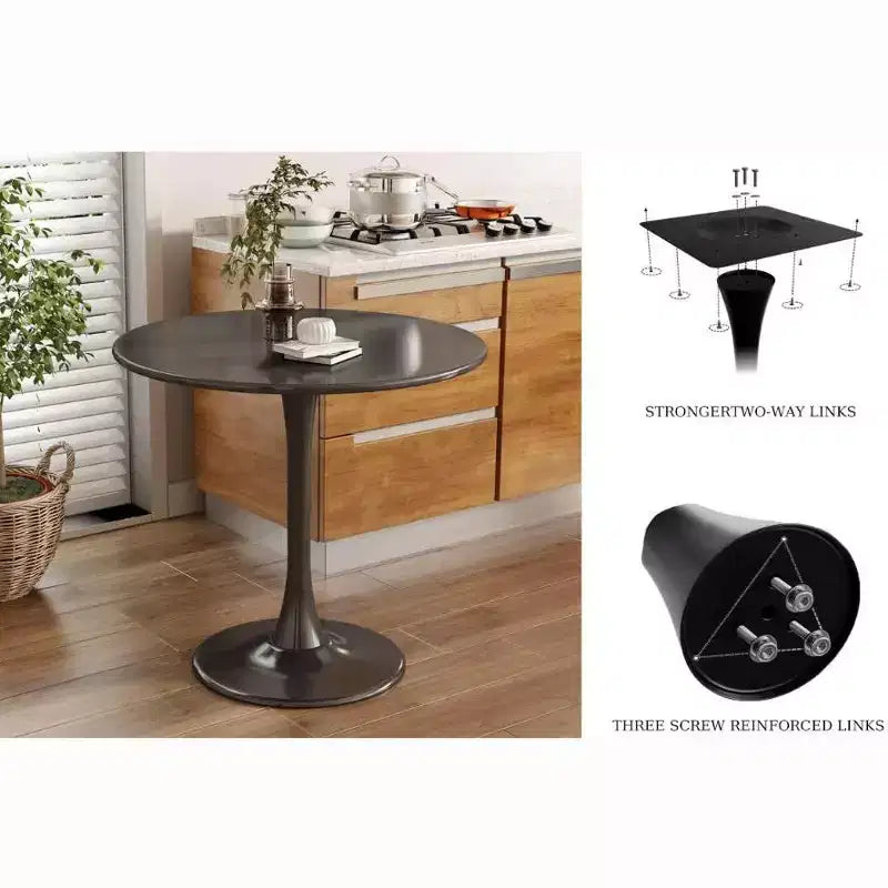 MAYEERTY Round Coffee Table Mid Century Coffee Table for Living Room 24 Inch MDF Top and Steel Base Tulip Round Kitchen Table