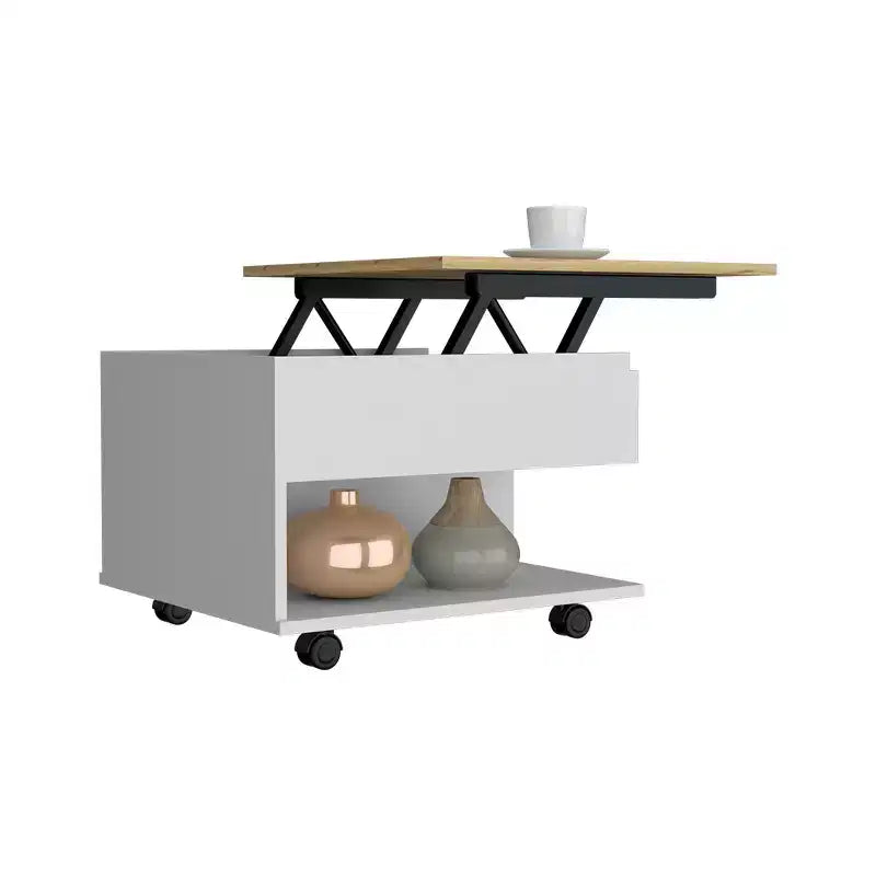 MAYEERTY Lift Top Coffee Table with Casters One Shelf Multicolor