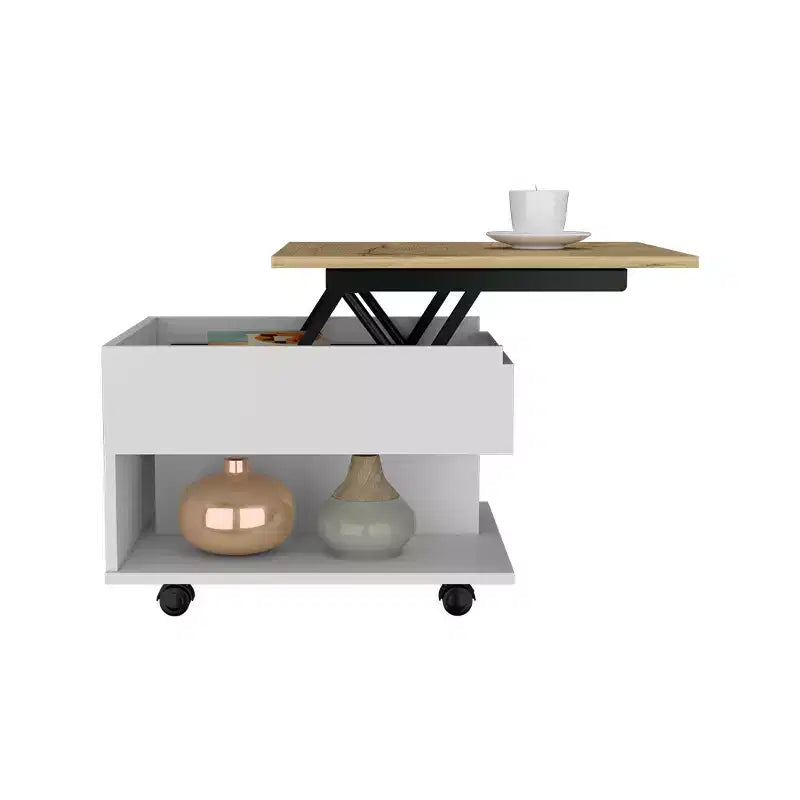 MAYEERTY Lift Top Coffee Table with Casters One Shelf Multicolor