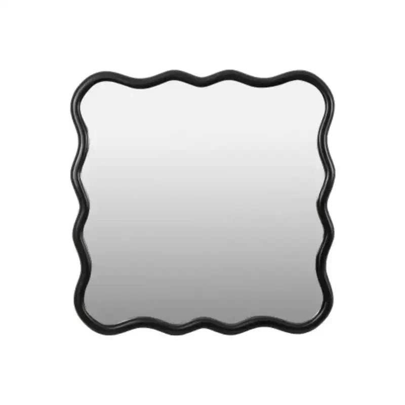 36 x 36Solid Wood Wavy Square Mirror-Black for Bathroom, Bedroom, Living Room, Dining Room, Cloakroom, Entryway