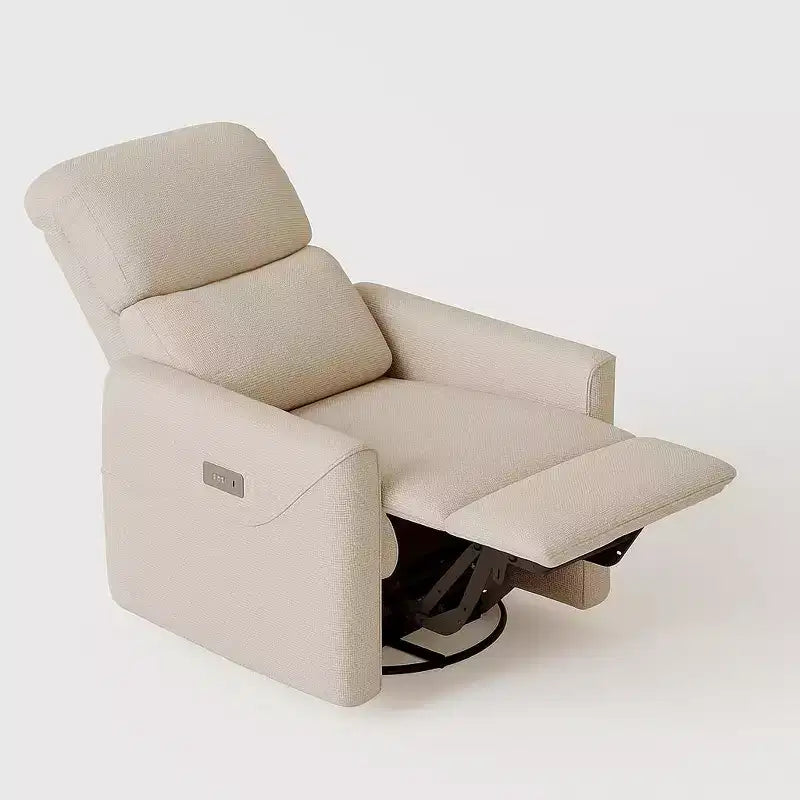 Power Swivel Glider Recliner Chair, Linen, Electric Rocker with USB Port, Lumbar Support, for Living Room, Bedroom, Nursery