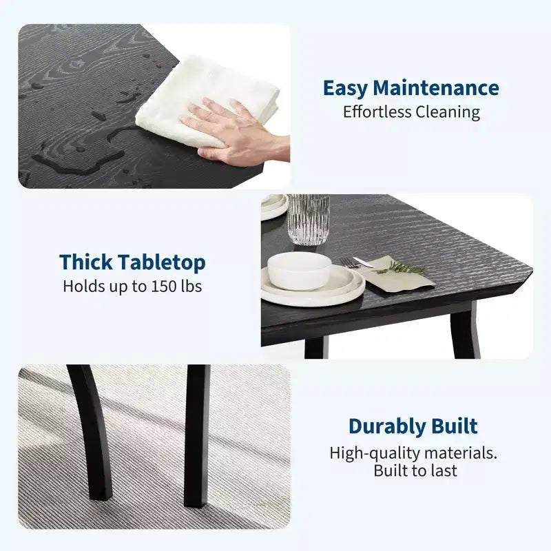Table Set for 4, Kitchen Table with Upholstered Bench and 2 Chairs, 4 Piece Dining Furniture Set for Small Space, Apartment