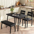 Table Set for 4, Kitchen Table with Upholstered Bench and 2 Chairs, 4 Piece Dining Furniture Set for Small Space, Apartment