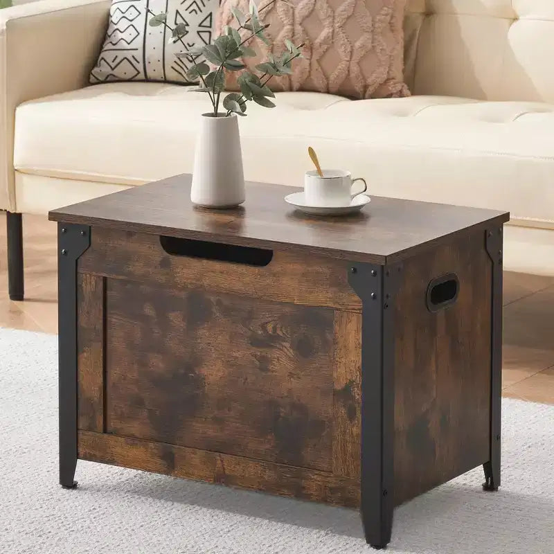 Toy Box, Retro Wooden Look Storage Chest with Safety Hinge, Entryway Storage Bench Supports 220 Lb, Barn Style Organizer, Wooden Entryway Bench
