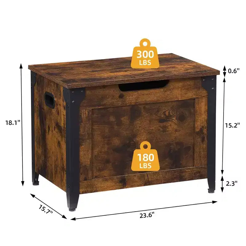 Toy Box, Retro Wooden Look Storage Chest with Safety Hinge, Entryway Storage Bench Supports 220 Lb, Barn Style Organizer, Wooden Entryway Bench