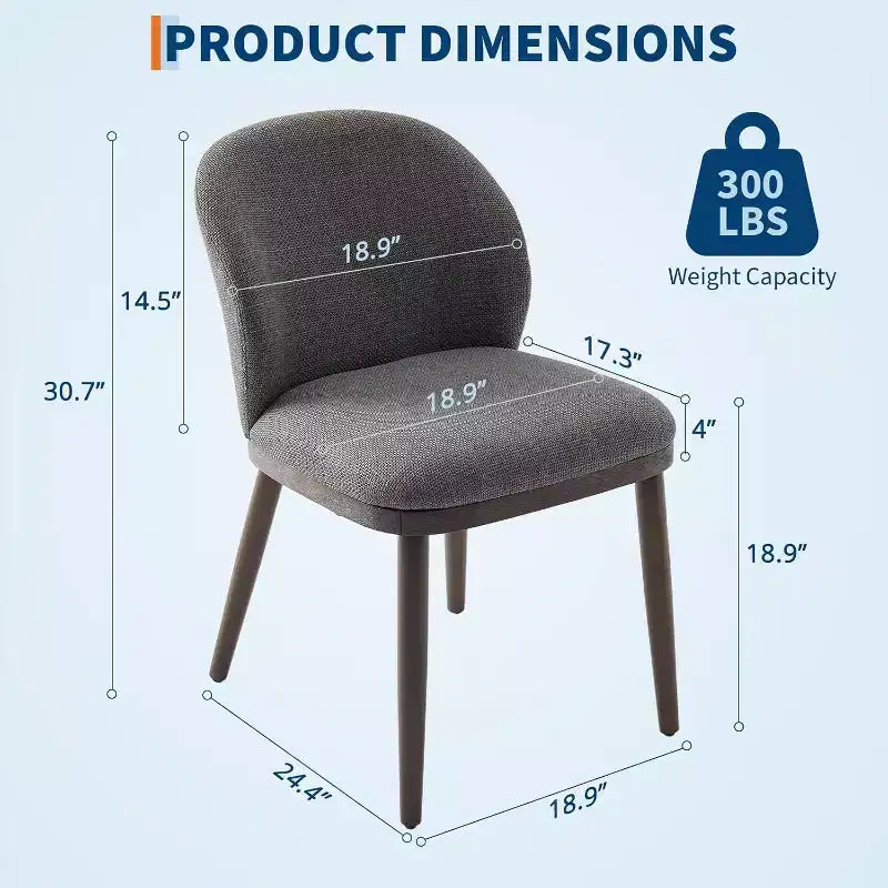 Dining Chairs Set of 2, Wood Legs Modern Upholstered,Ergonomic Back Support,265Lbs Capacity for Kitchen Dining Room Restaurant