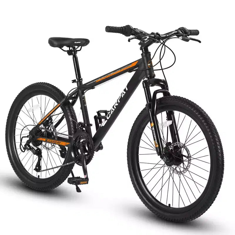 NAYSAYE Bicycle 26 Inch Mountain Bike 21 Speeds Mechanical Disc Brakes for Off Road, Orange, 71*25*39.3